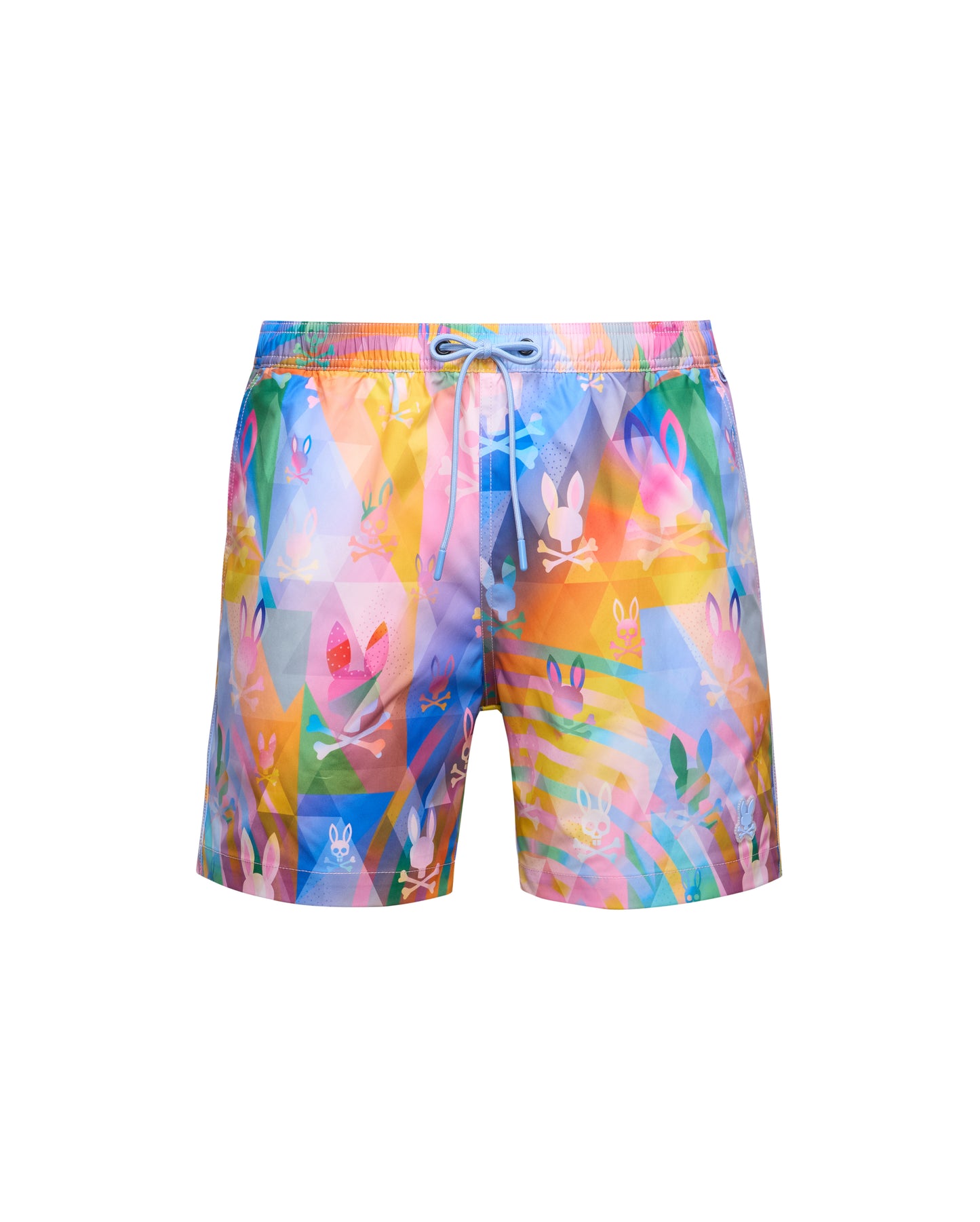 Psycho Bunny Milos Printed Swim Trunks in Ice Blue