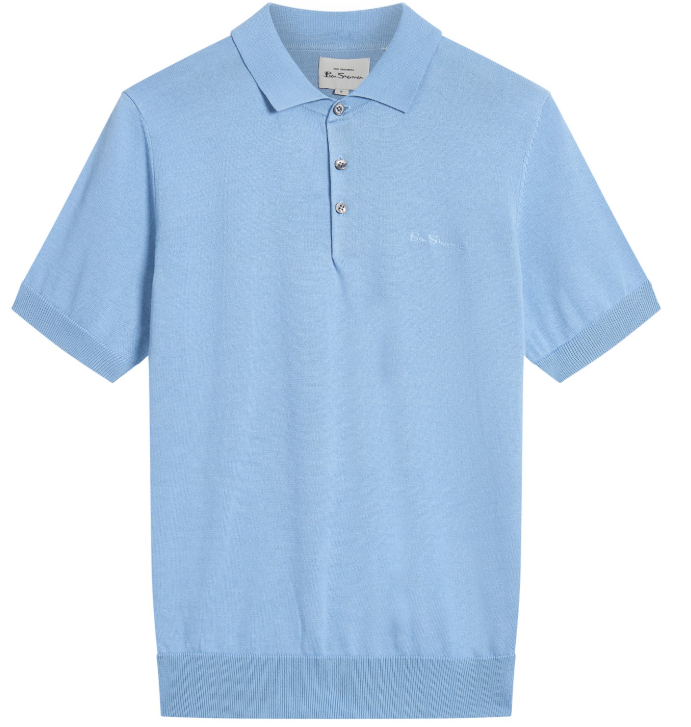 Ben Sherman Signature Knitted Polo Shirt in Classic Blush Pink and Glacier Colours
