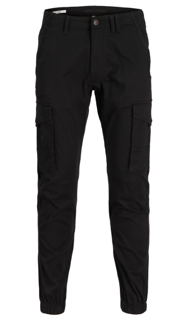 Jack & Jones Paul Flake Cargo Trousers in Crockery and Black Colors