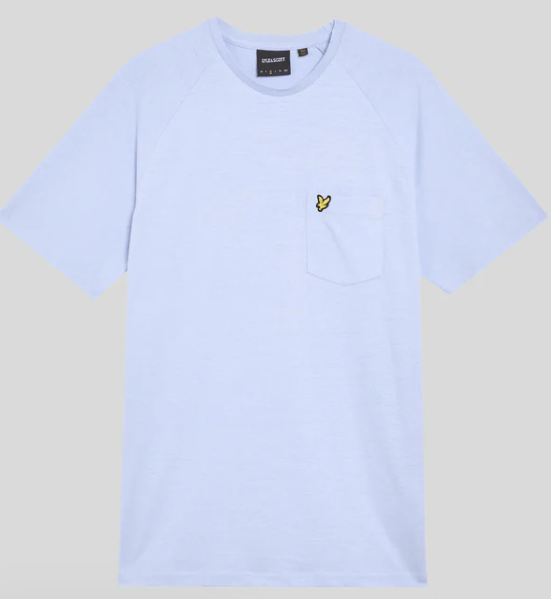 Lyle and Scott Linen Blend Raglan Tee in Light Blue