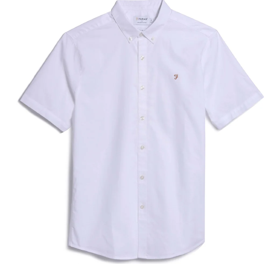 Farah Brewer Oxford Shirt Short & Long Sleeve Classic Fit for Men