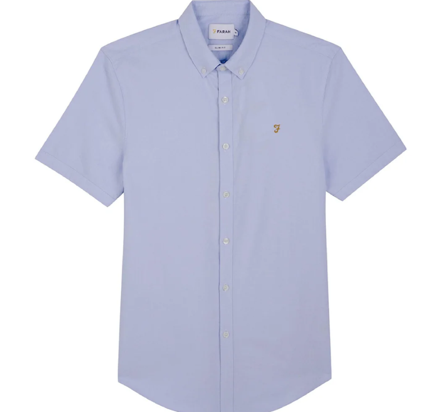 Farah Brewer Oxford Shirt Short & Long Sleeve Classic Fit for Men EMPRA / MENS