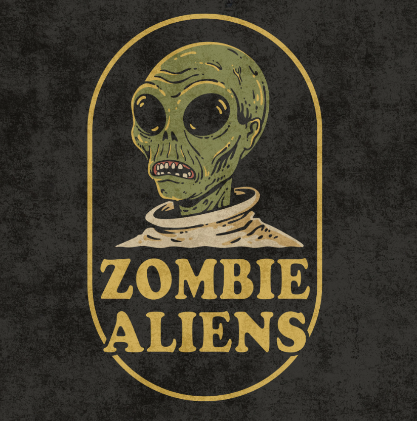 Zombie Aliens: Zombies Already Tee in Asphalt