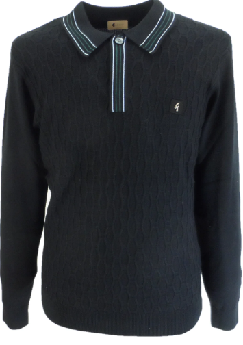Gabicci Long Sleeve Textured Knit Polo
