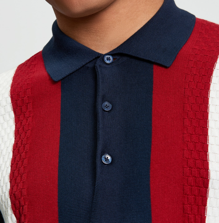 Ben Sherman Long Sleeve Vertical Stripe Polo