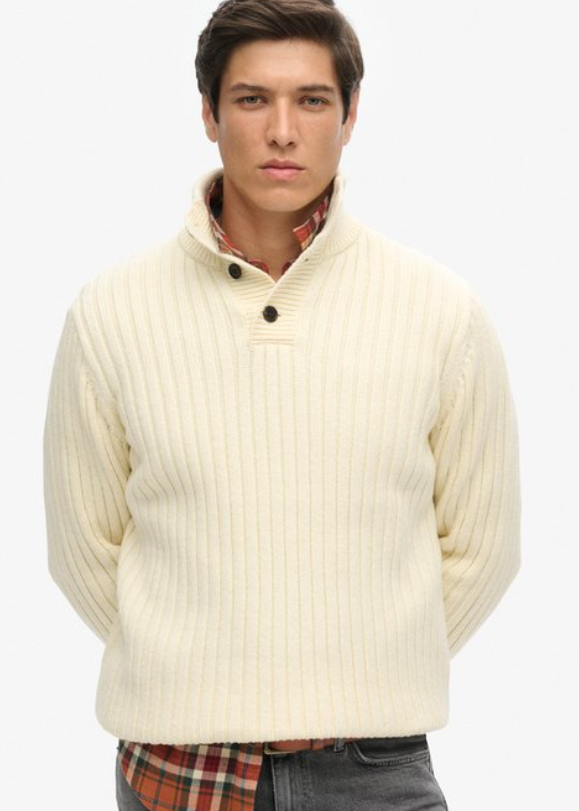 Superdry Ribbed Henley Jumper EMPRA / MENS
