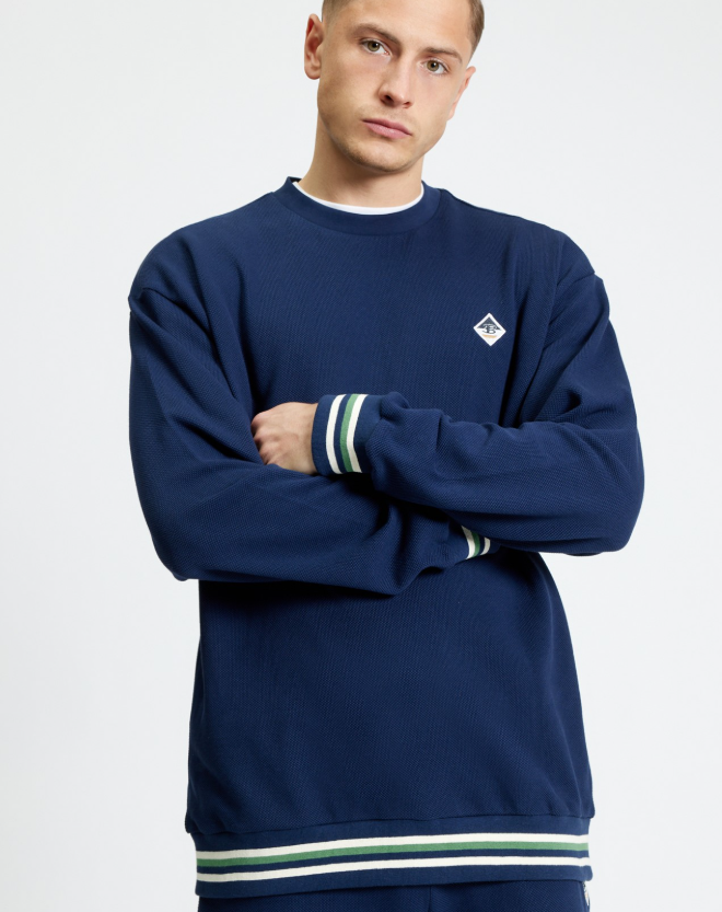 Ben Sherman Textured Crew Neck in Dark Navy