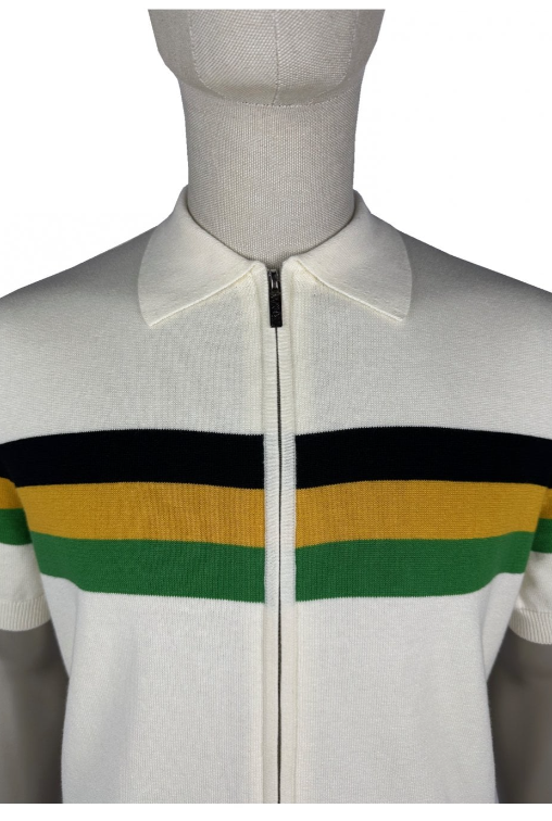 Trojan Stripe Zip Short Sleeve Cardigan
