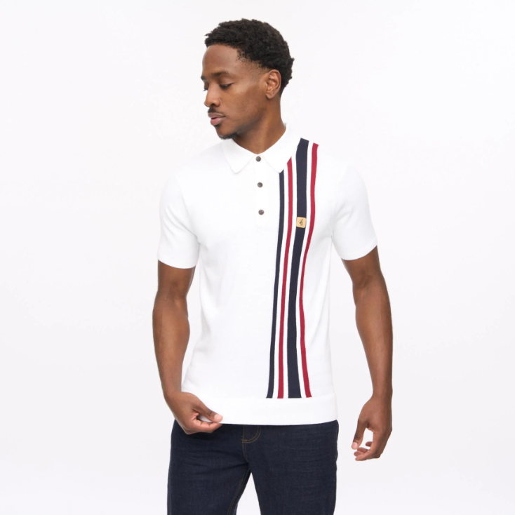 Gabicci Mens Soda Short Sleeve Side Stripe Knit Polo