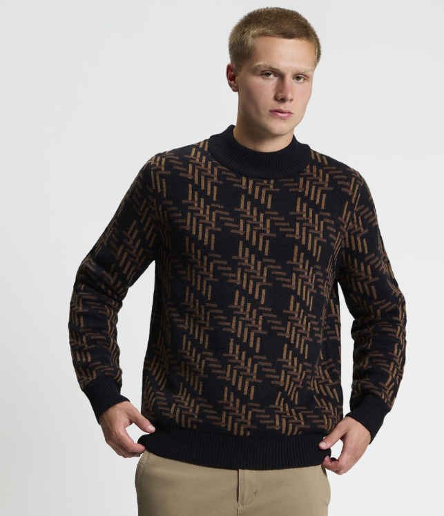 Ben Sherman Oversized Dogtooth Crew Neck Sweater