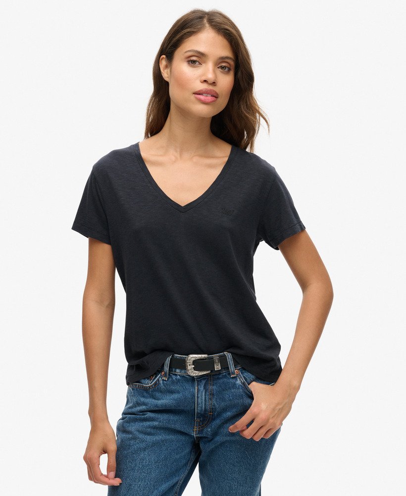 Superdry Studio Slub Embroidered V-Neck Tee (Women's)
