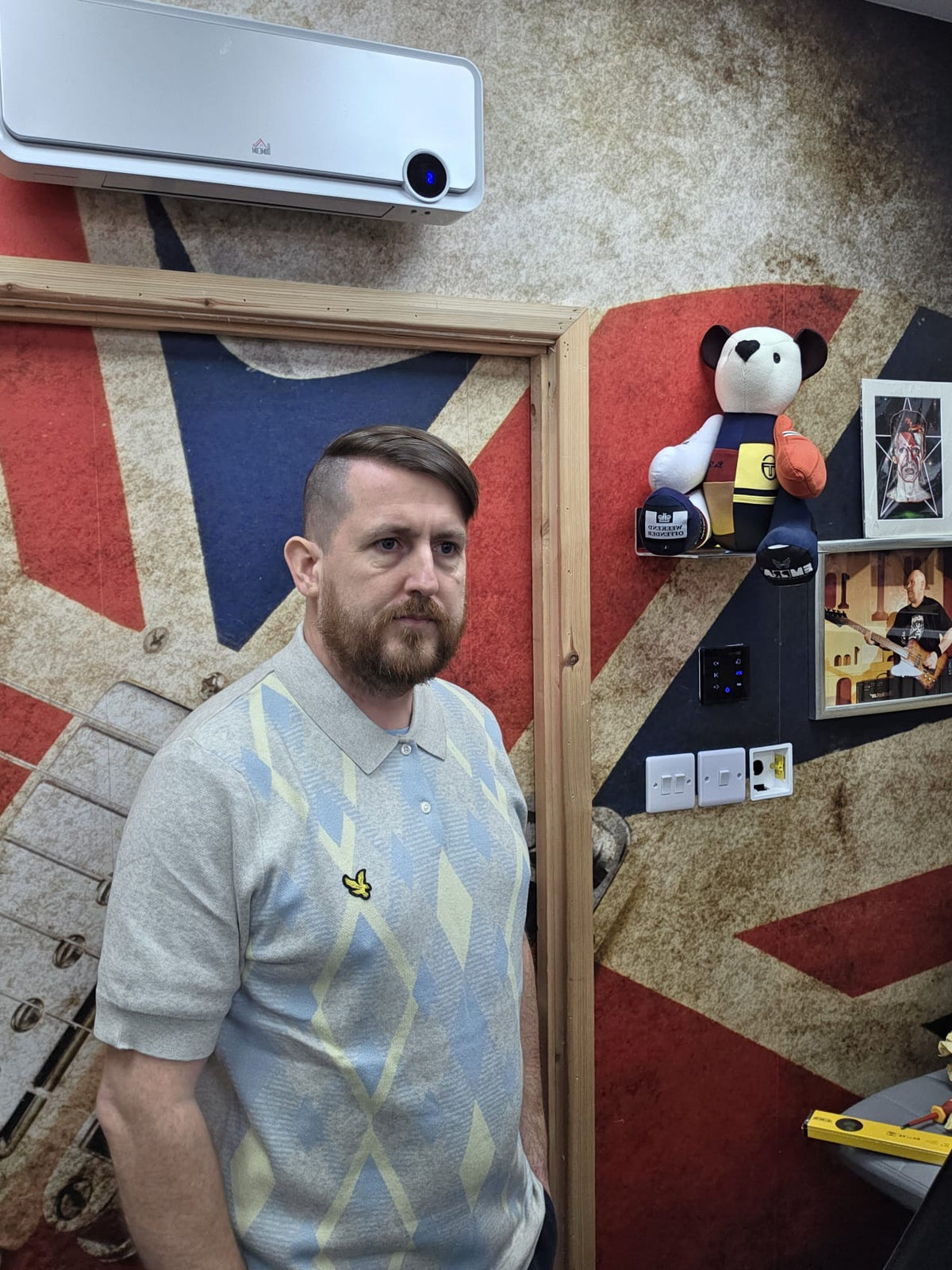Lyle & Scott Argyle Knit Polo Tops