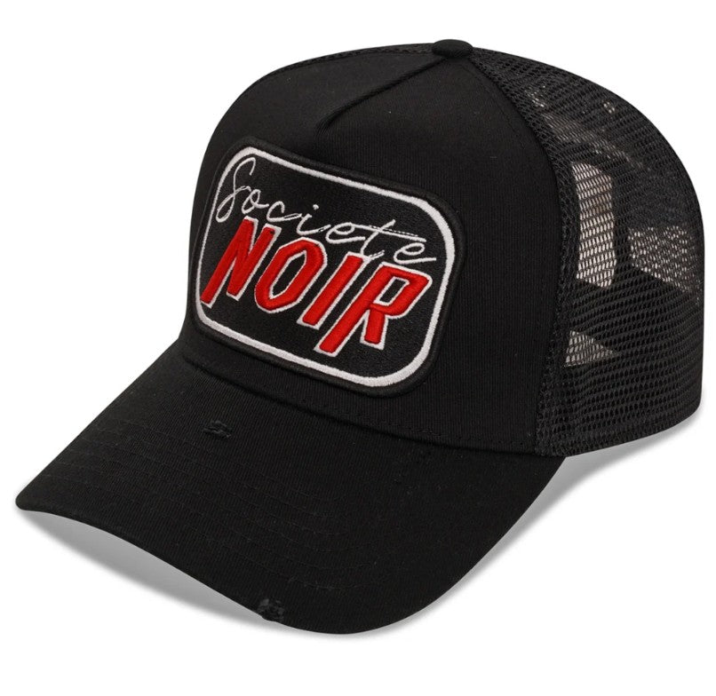 SOCIETE NOIR SCRIPT MESH TRUCKER CAP