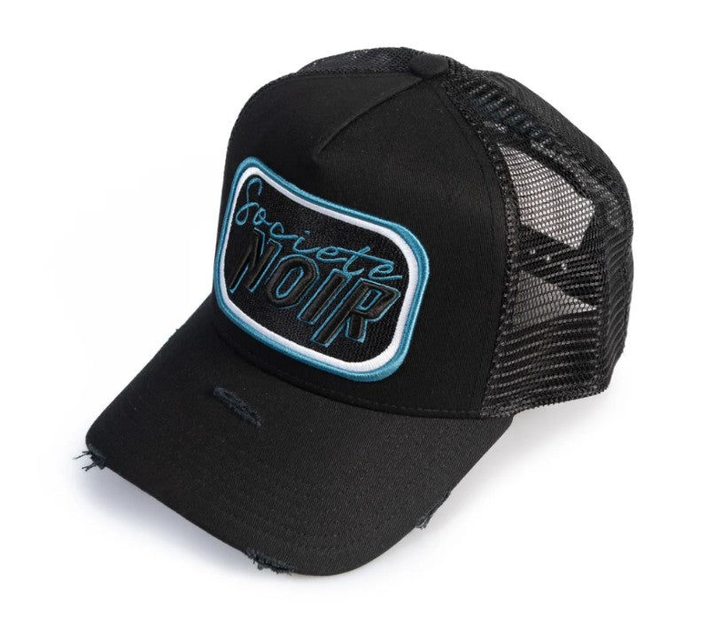 SOCIETE NOIR SCRIPT MESH TRUCKER CAP