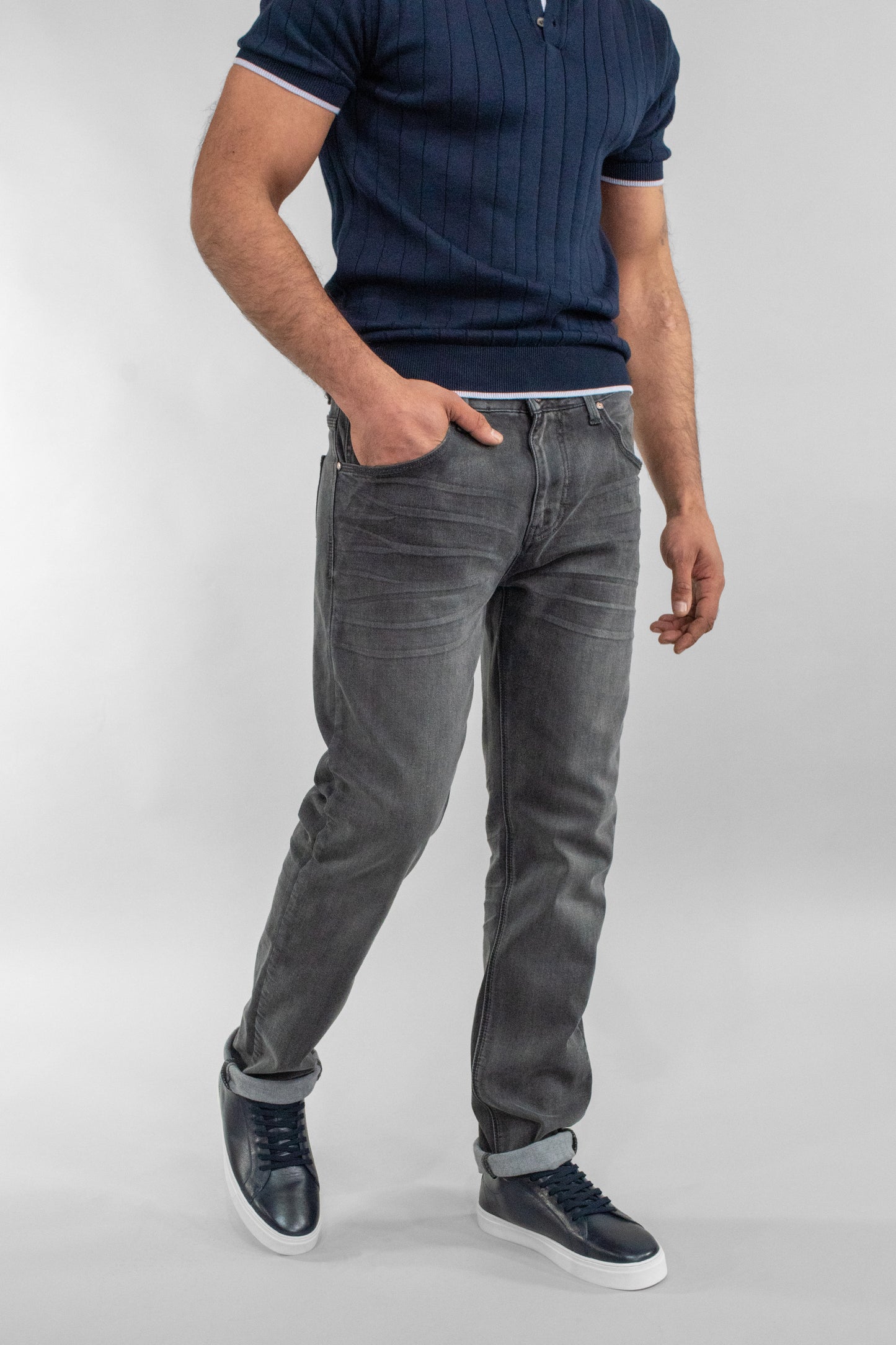 Cavani Jeans Milano Slim Fit Men's Denim Pants in Classic Black, Navy & Stonewash Colors