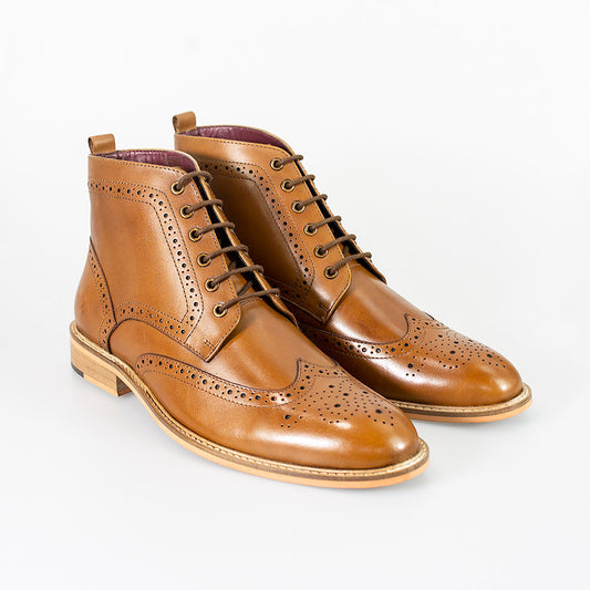 Cavani Holmes Lace up Boot in Borwn and Tan
