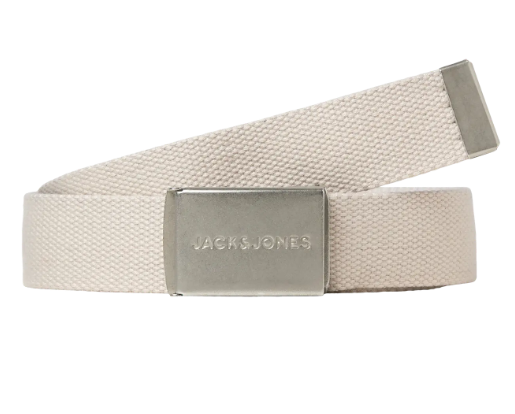 Jack & Jones Woven Belt in Moonbeam and Black Colors