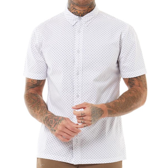 Bewley & Ritch Haltom Short Sleeve Shirt AO Print Navy and White Styles