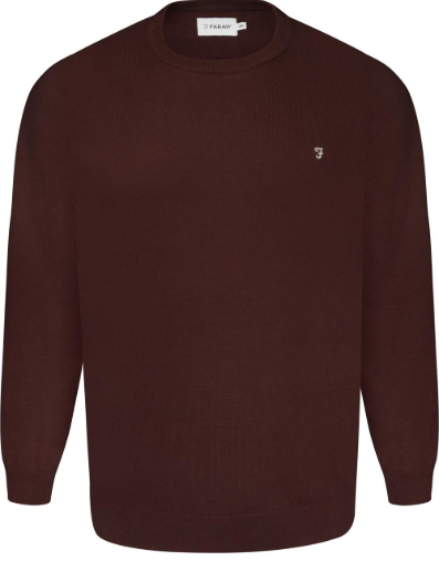 Farah Ludlow Crew Jumper in Oxblood – Classic Knitwear for Men