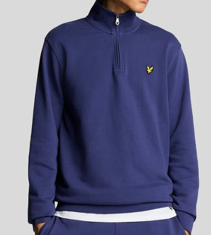 Lyle and Scott Loopback Quarterzip Sweatshirt in Classic Deep Indigo Finish