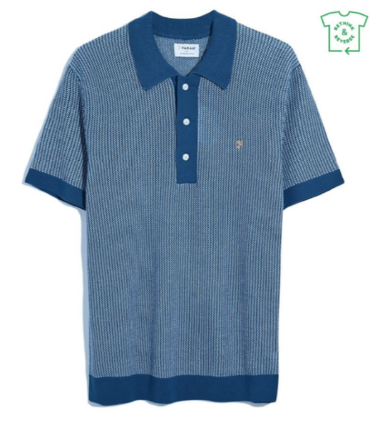 Farah Sandford Knit Polo Cold Metal Shirt with Classic Fit and Soft Texture