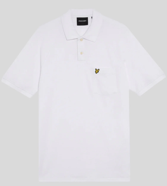Lyle and Scott Linen Blend Pocket Polo Shirt in White with Classic Fit and Quality Fabric