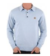 Gabicci Long Sleeve Knit Polo Francesco in Azure Blue with Classic Fit Design