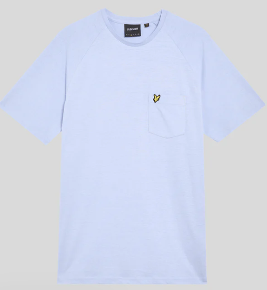 Lyle and Scott Linen Blend Raglan Tee in Light Blue