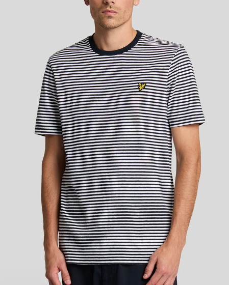 Lyle and Scott Linen Blend Breton Stripe Tee in Classic Colors and Comfortable Fit