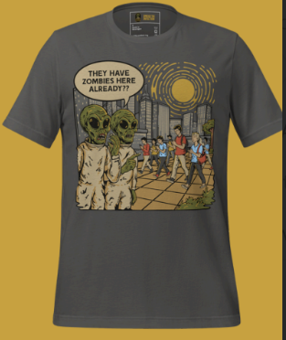 Zombie Aliens: Zombies Already Tee in Asphalt