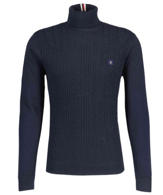 Gabicci Vintage Leonardo Cable Knit Roll Neck Sweater