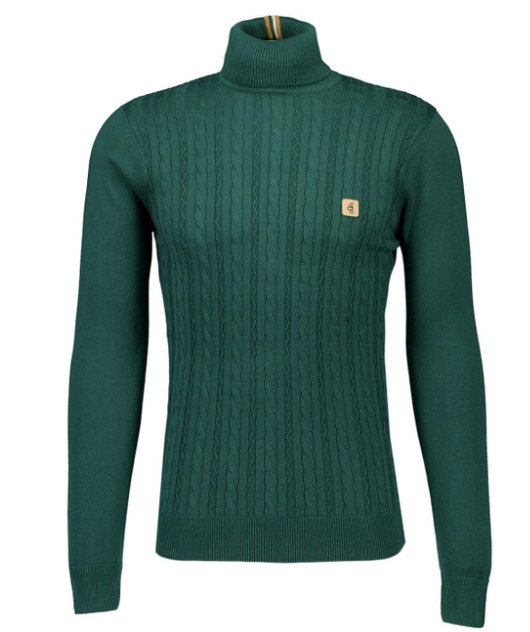 Gabicci Vintage Leonardo Cable Knit Roll Neck Sweater