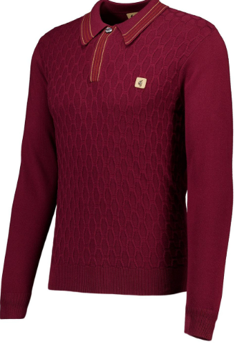Gabicci Long Sleeve Textured Knit Polo