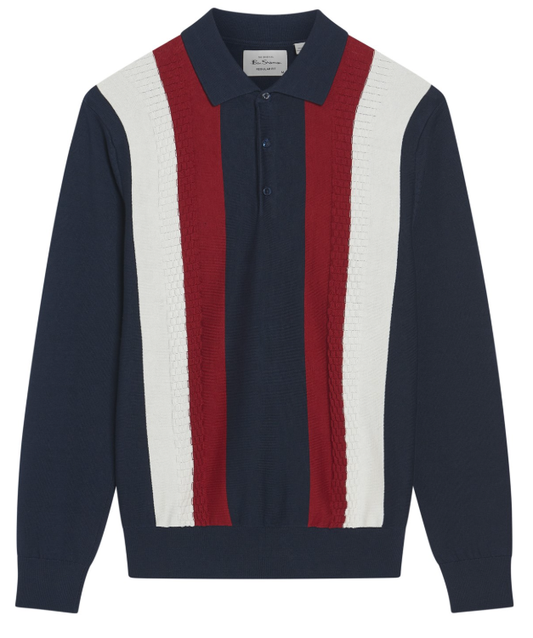 Ben Sherman Long Sleeve Vertical Stripe Polo