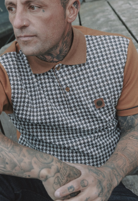 Trojan Houndstooth Panel Polo
