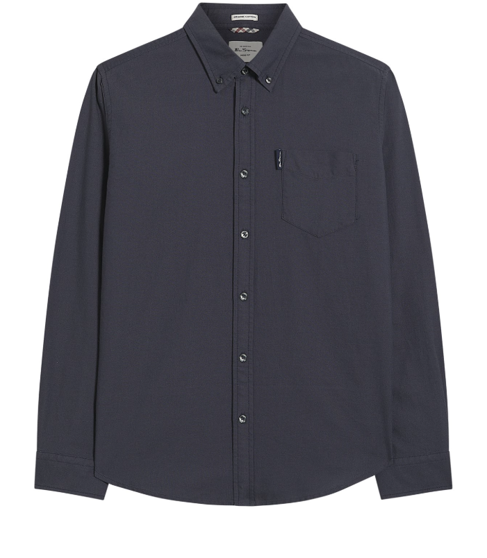 Ben Sherman Long Sleeved Signature Oxford Shirt in Slate