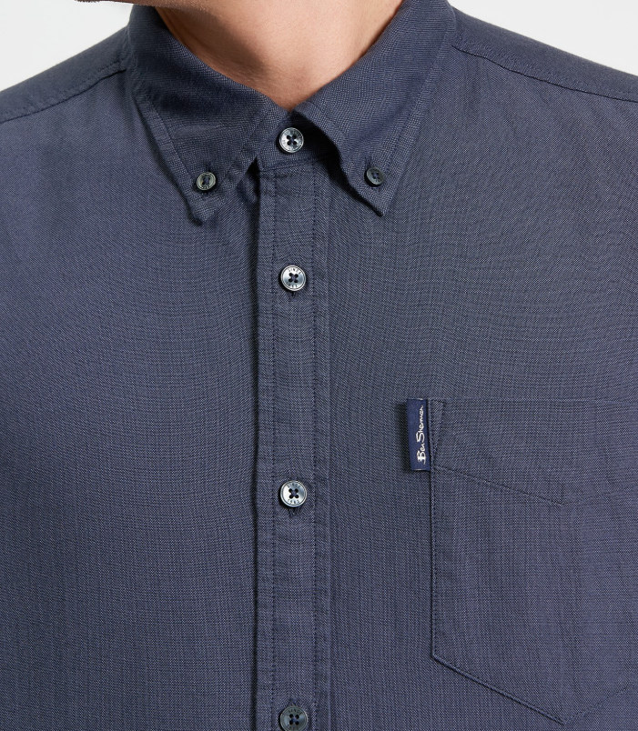 Ben Sherman Long Sleeved Signature Oxford Shirt in Slate