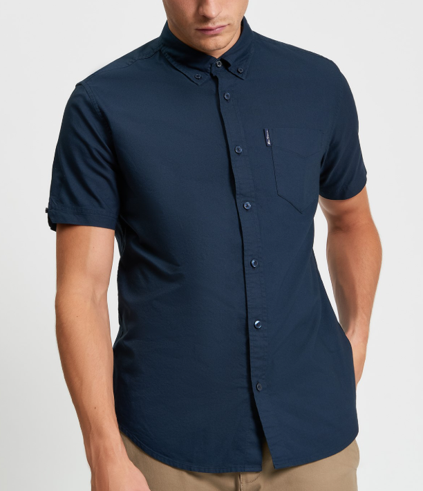 Ben Sherman Short Sleeve Signature Oxford Shirt in Dark Navy