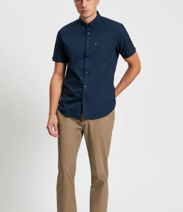 Ben Sherman Short Sleeve Signature Oxford Shirt in Dark Navy
