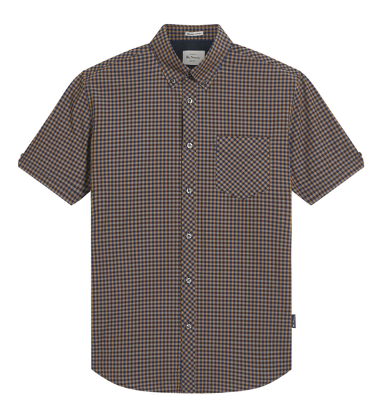 Ben Sherman Short Sleeve Signature Gingham Shirt in Bronze