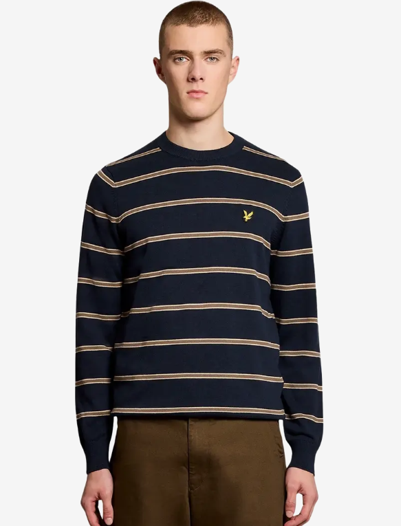 Lyle & Scott Cotton Striped Crew Neck Jumper