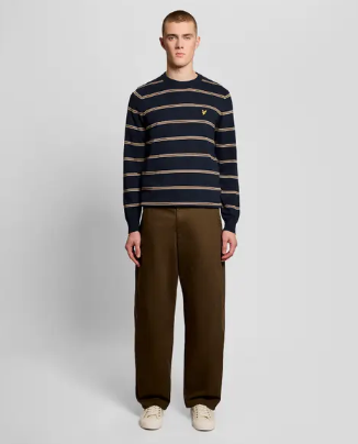 Lyle & Scott Cotton Striped Crew Neck Jumper