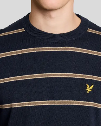 Lyle & Scott Cotton Striped Crew Neck Jumper