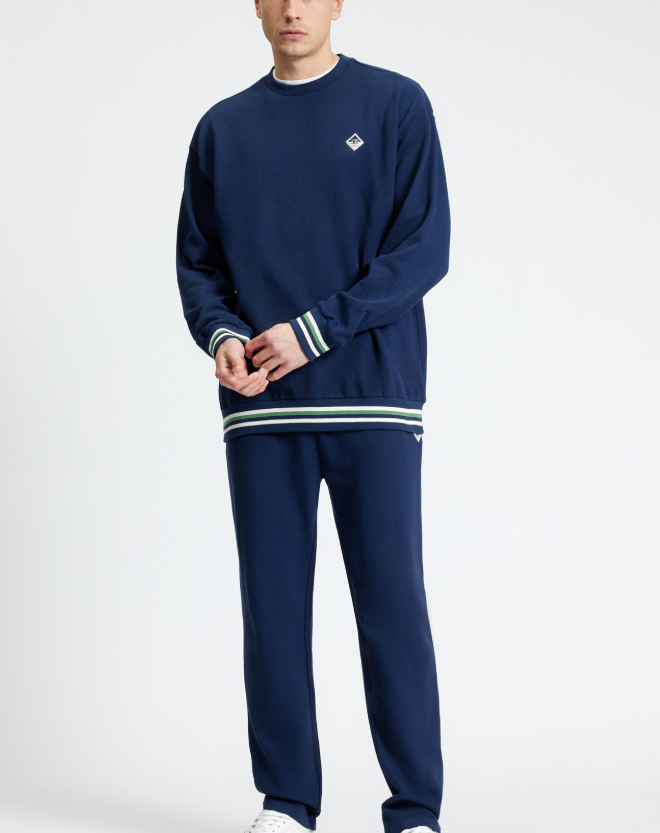 Ben Sherman Textured Crew Neck in Dark Navy