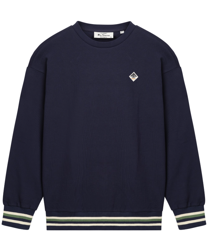 Ben Sherman Textured Crew Neck in Dark Navy