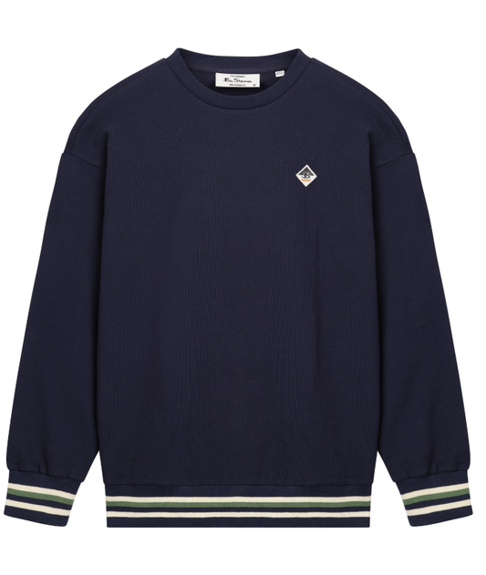 Ben Sherman Textured Crew Neck in Dark Navy