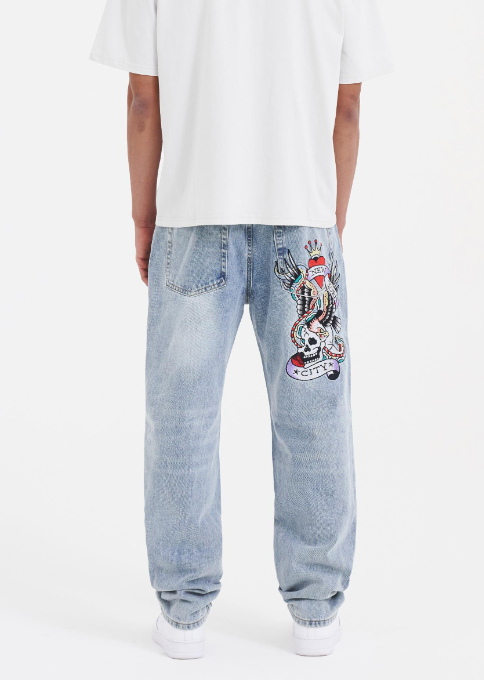Ed Hardy Men's NYC Skull Tattoo Graphic Jeans