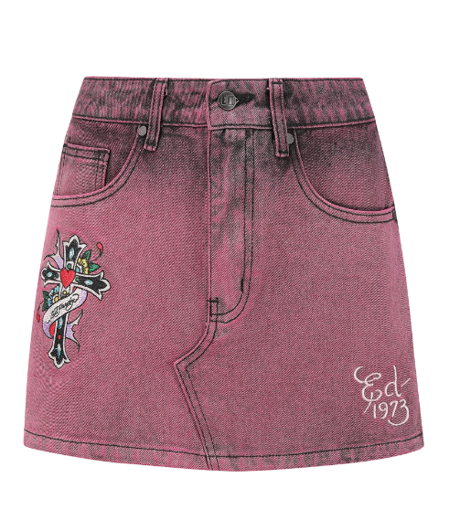 Ed Hardy Women's Seam Detail Denim Skirt - Purple