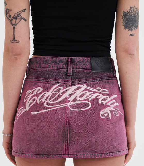 Ed Hardy Women's Seam Detail Denim Skirt - Purple