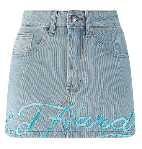 Ed Hardy Women's Crawling Dragon Denim Mini Skirt